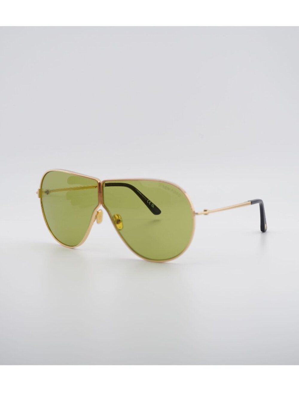 Tom Ford Keating FT1158 30N Sunglasses Gold Shield Frame, Green Lenses